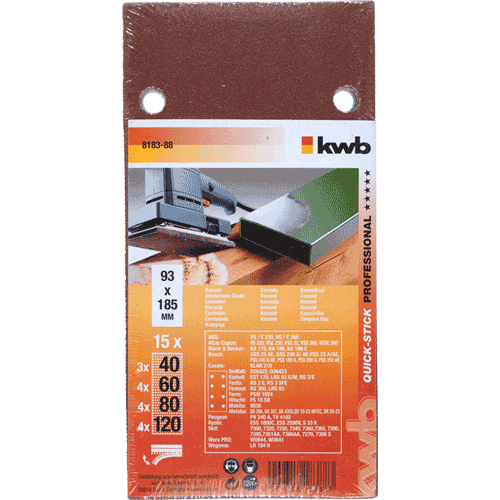 KWB Sparpack samoljepivi brusni papir za drvo - metal 93 x 185 mm 15/1 (818388)