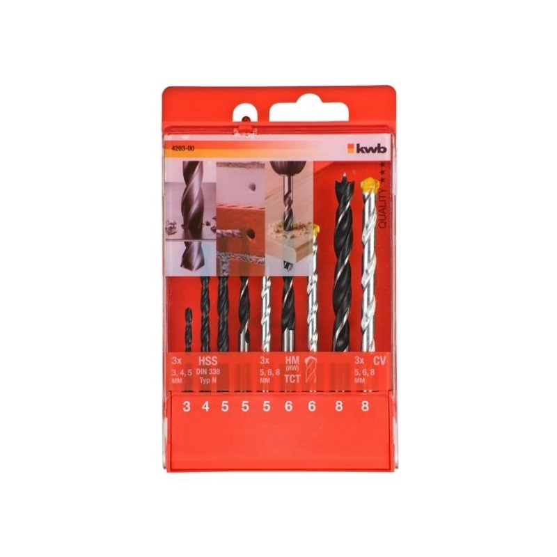 KWB set borera za drvo, metal i beton 9/1 (420400)
