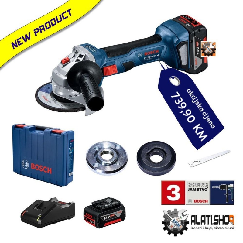 BOSCH GWS 180-Li Professional akumulatorska kutna ugaona brusilica (0 601 9H9 021)