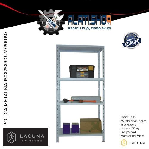Lacuna polica skladišna 150X75X30 cm / 200 kg (RP6)