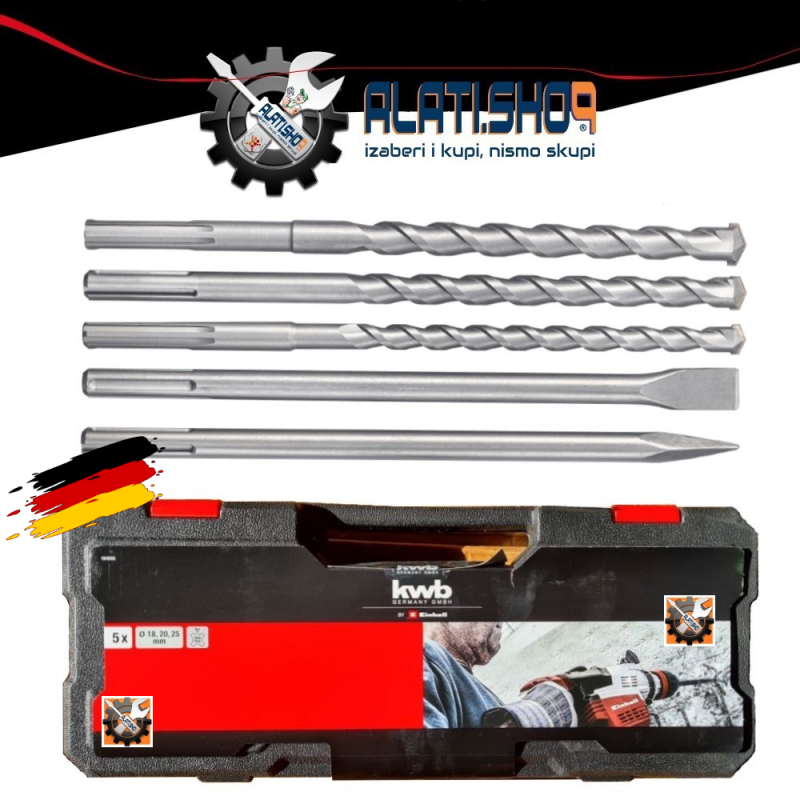 Einhell 5-dijelni set SDS Max svrdla i dlijeta (4258099)