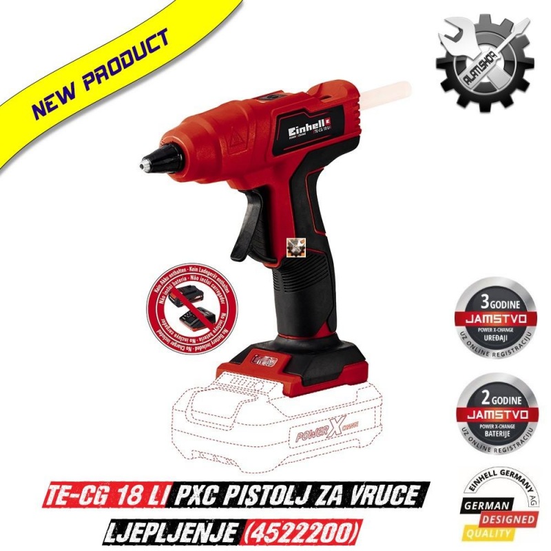 Einhell TE-CG 18 Li - Solo Power X-Change akumulatorski pištolj za vruče ljepljenje (4522200)