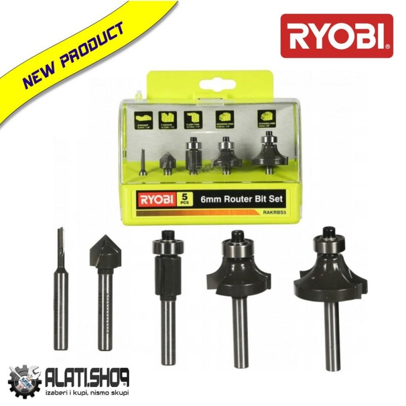 Ryobi RAKRBS5 glodala frezer kroner za drvo prihvat 6 mm set 5/1 (631040000)