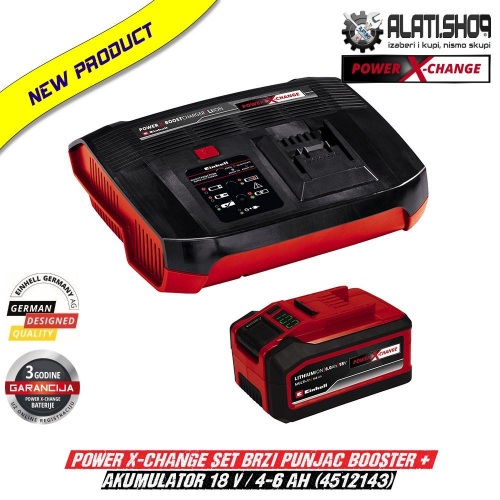 Einhell Power X-Change set brzi punjač  Booster + akumulator 18 V / 4-6 Ah (4512143)