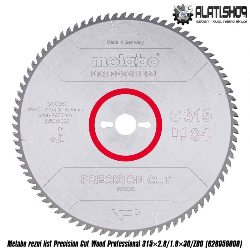 Metabo rezni list Precision Cut Wood Professional 315×2.8/1.8×30/Z84 (628058000)