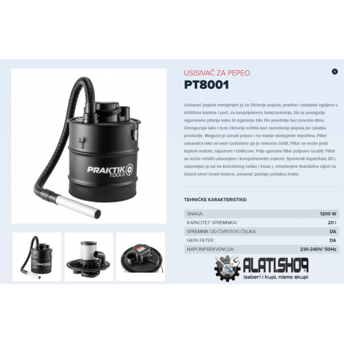 Praktik PT8001 usisavač - usisivač za pepeo (PT8001)