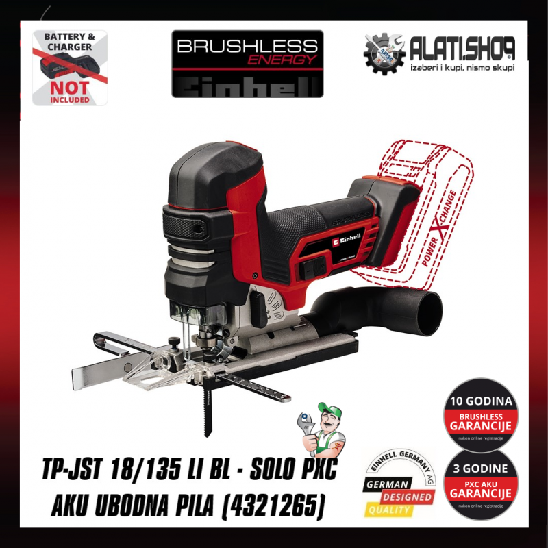 Einhell TP-JST 18/135 Li BL - Solo Power X-Change akumulatorska ubodna pila-žaga-testera (4321265)
