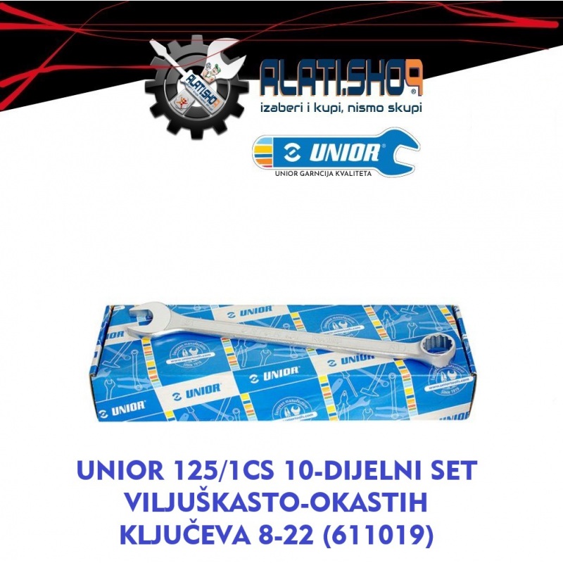 Unior 125/1CS 10-dijelni set viljuškasto-okastih ključeva 8-22 (611019)