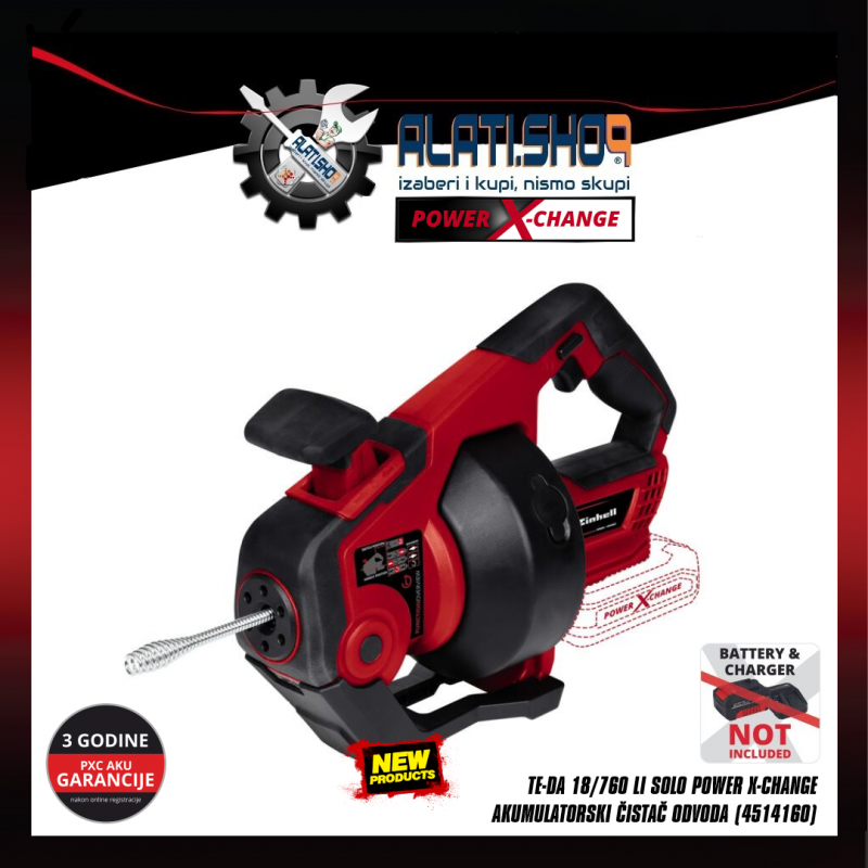Einhell TE-DA 18/760 Li Solo Power X-Change akumulatorski čistač odvoda (4514160)