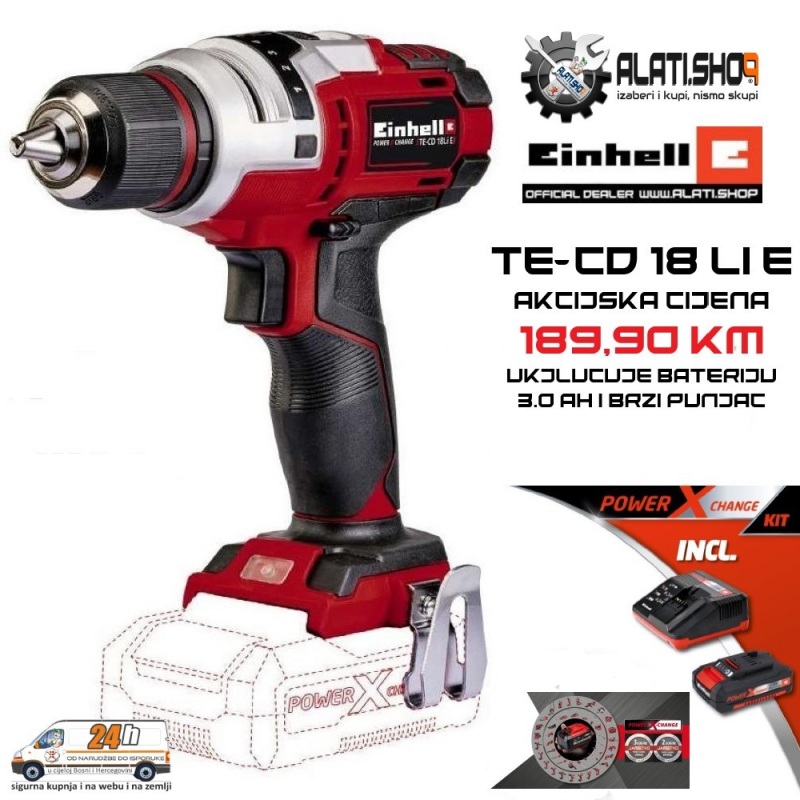 Einhell TE-CD 18 Li E - Solo Power X-Change akumulatorska bušilica (4513870)