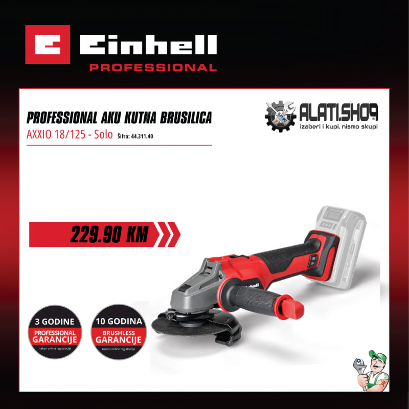Einhell AXXIO 18/125 - Solo Power X-Change akumulatorska kutna-ugaona brusilica (4431140)