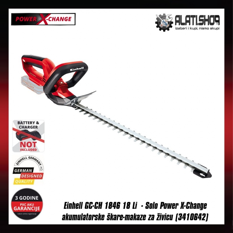 Einhell GC-CH 1846 18 Li  - Solo Power X-Change akumulatorske škare-makaze za živicu (3410642)
